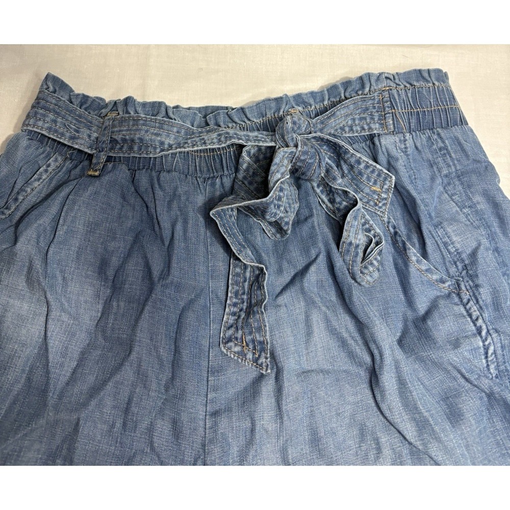 Knox Rose Women's Chambray Paperbag Shorts Size M‎ Medium Tie Waist Blue Tencel - Picture 2 of 7